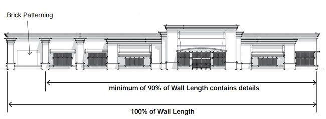 drawing of the front walls of a commercial building