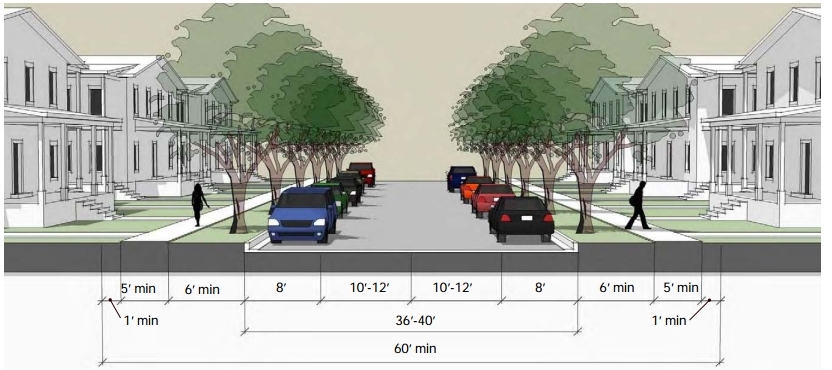 drawing of a Residential street type