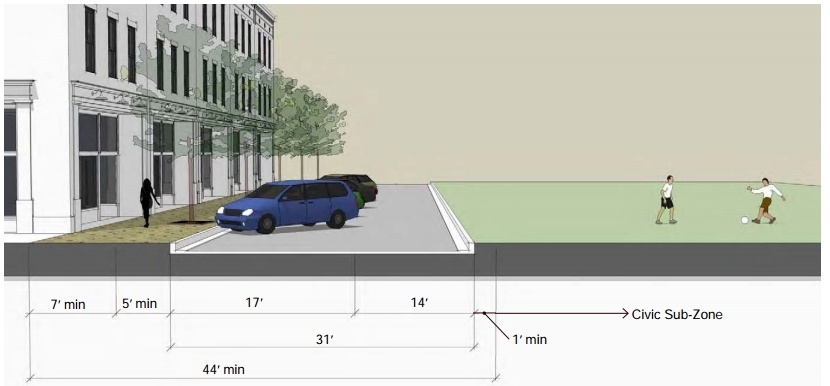 drawing of a drive with angled street parking
