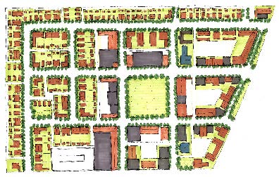 drawing of a mixed-use neighborhood development plan