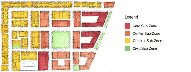 drawing of a mixed-use regulating neighborhood development plan