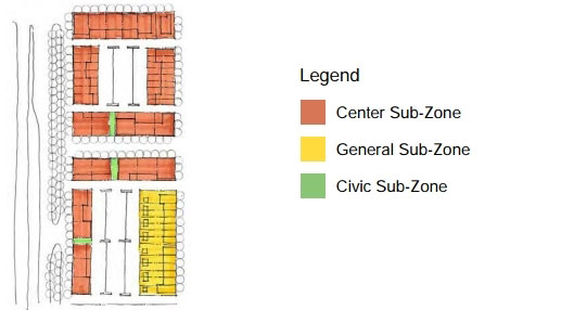 drawing of a mixed-use Corridor regulating development plan