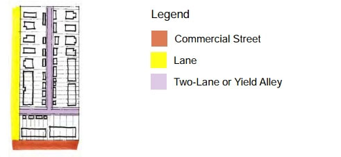 drawing of a mixed-use Corridor street types