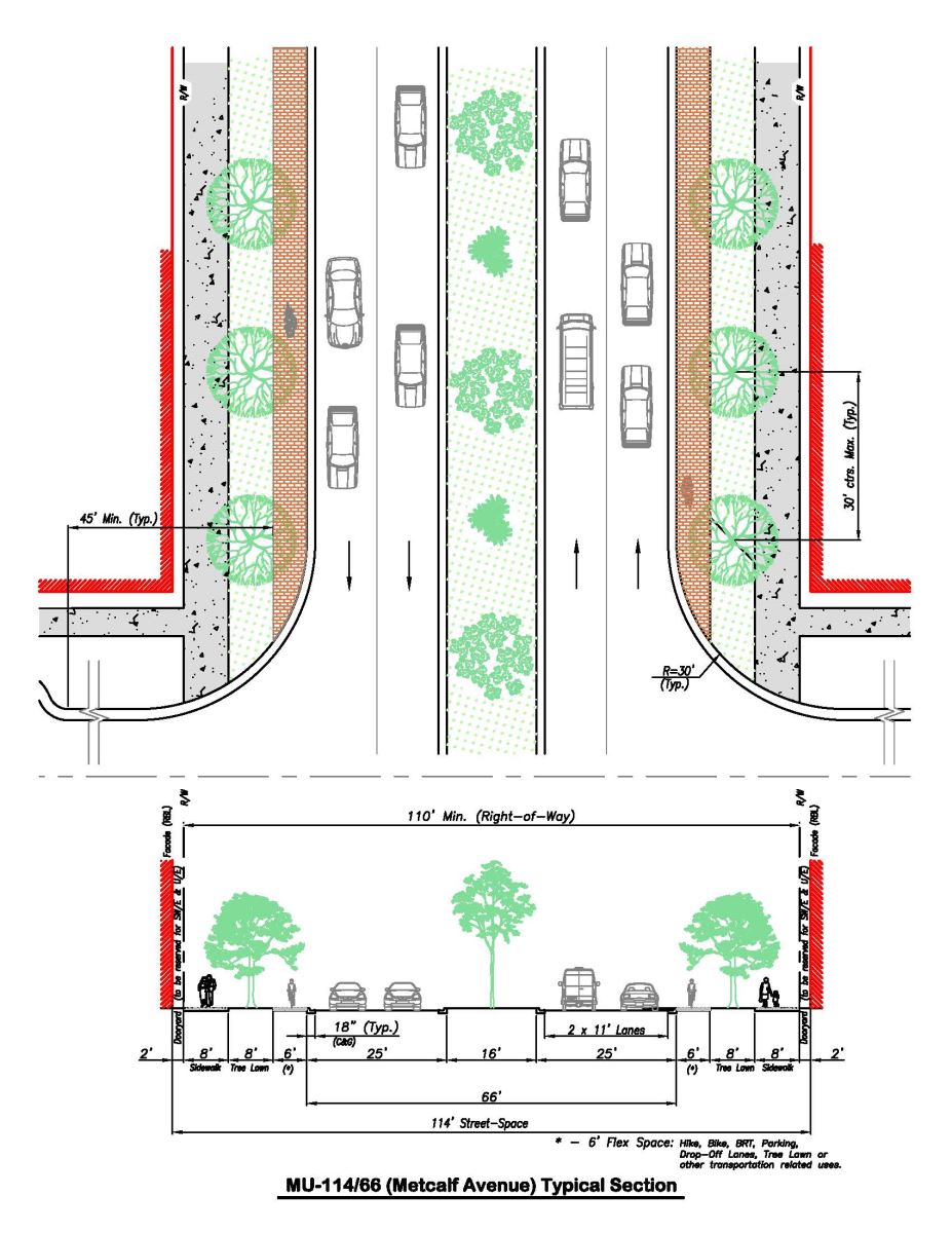 drawing of Major Urban Street Type Specifications