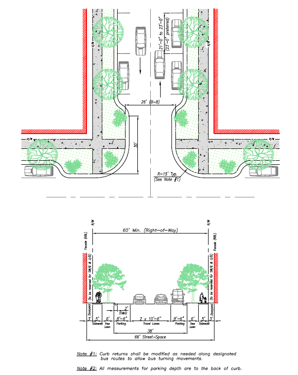 drawing of Major Urban Street Type Specifications