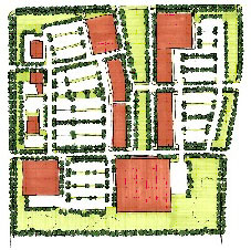 Illustration of Town Square Development Pattern