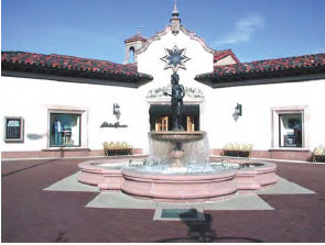 Photo of a water feature outside of a commercial building 