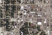 aerial photo of a downtown street network with good connectivity