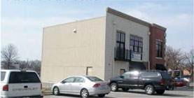 photo of a building with no detailing on one side