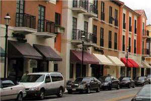 photo of commercial building with awnings