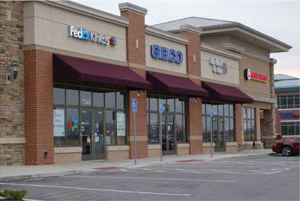 photo of commercial building with awnings