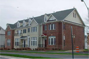 photo of a residential building with offset wall planes