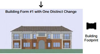 drawing of a building form with one distinct change