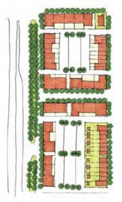 drawing of a mixed-use corridor development
