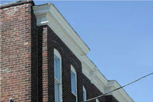 photo of a building front with cornice