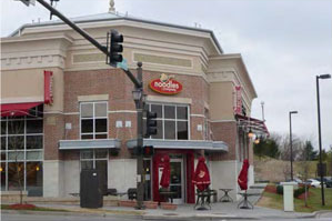 photo of multiple attached commercial buildings with brick and stucco