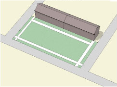 drawing of a neighborhood green space attached