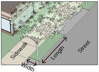 drawing of Tree planter size and area 