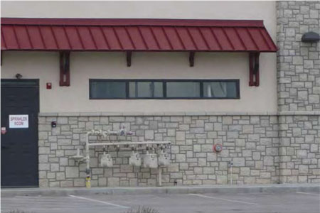 photo of commercial building with high horizontal windows